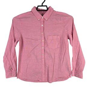 Mens Gap Pink & White Woven Shirt Button Up Long Sleeve 100% Cotton Pocket L